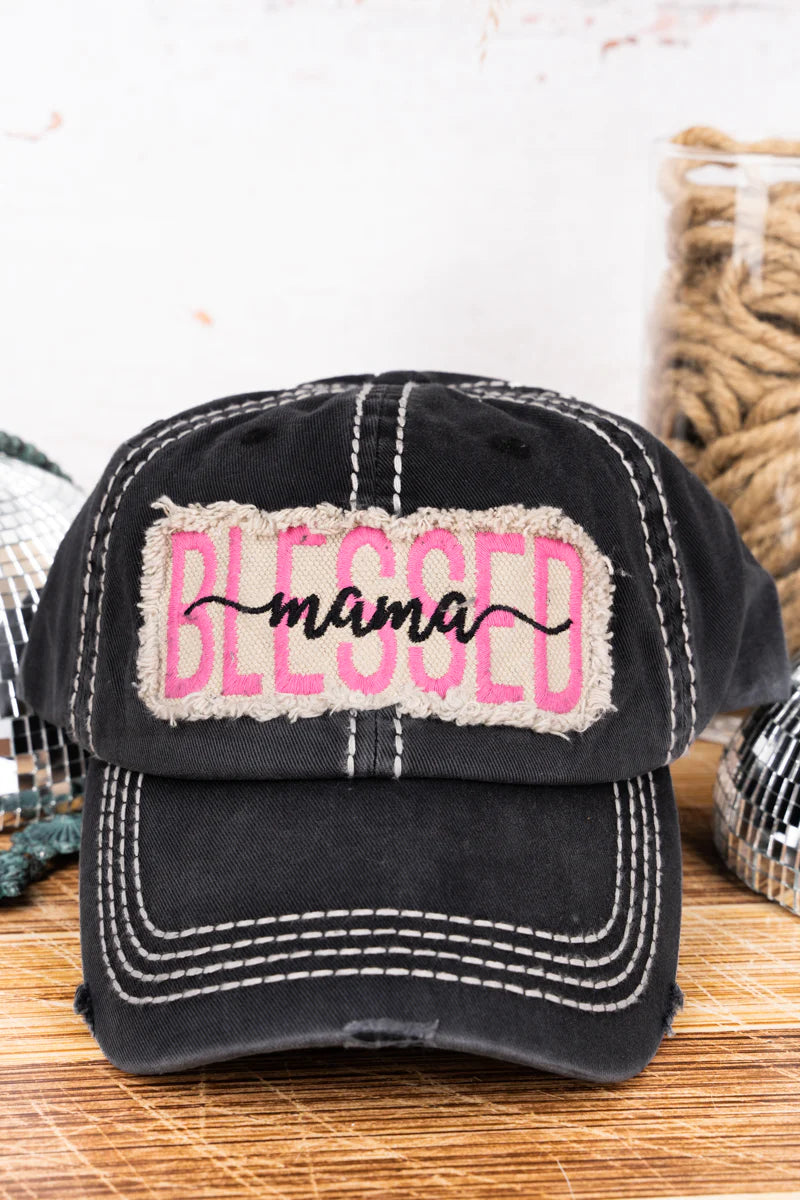 Distressed "Blessed Mama" Cap