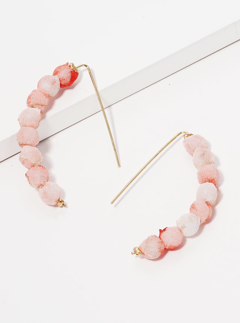 Fabric Wrapped Beaded Earrings