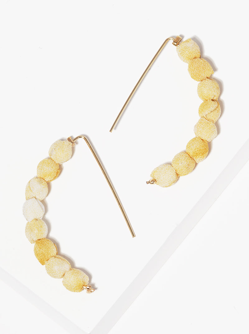 Fabric Wrapped Beaded Earrings