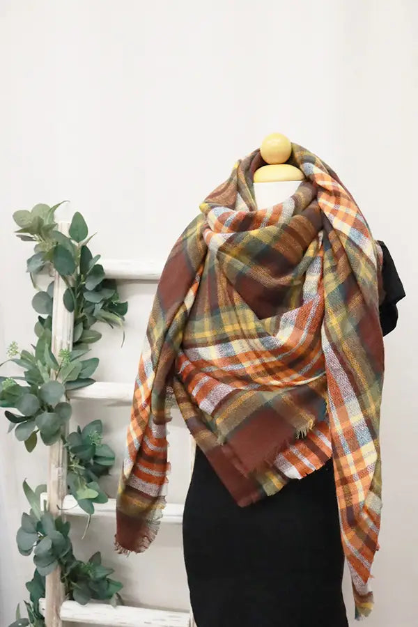 Oversized Plaid Blanket Scarf