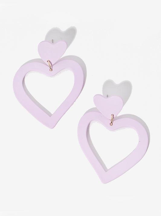 Polymer Clay Heart Dangle Drop Post Earrings