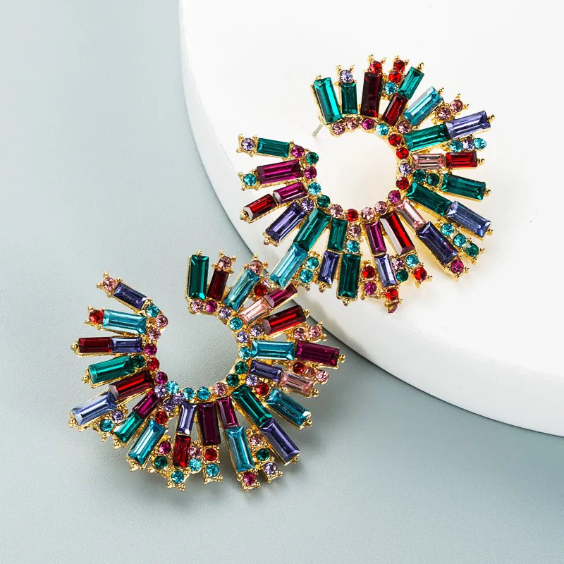 Rhinestone Sunflower Earrings