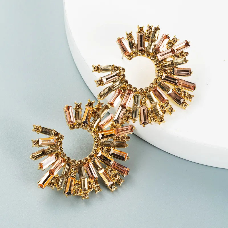 Rhinestone Sunflower Earrings