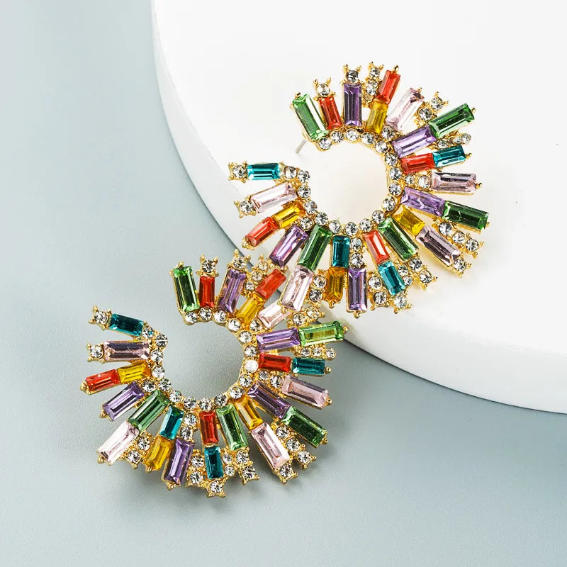 Rhinestone Sunflower Earrings