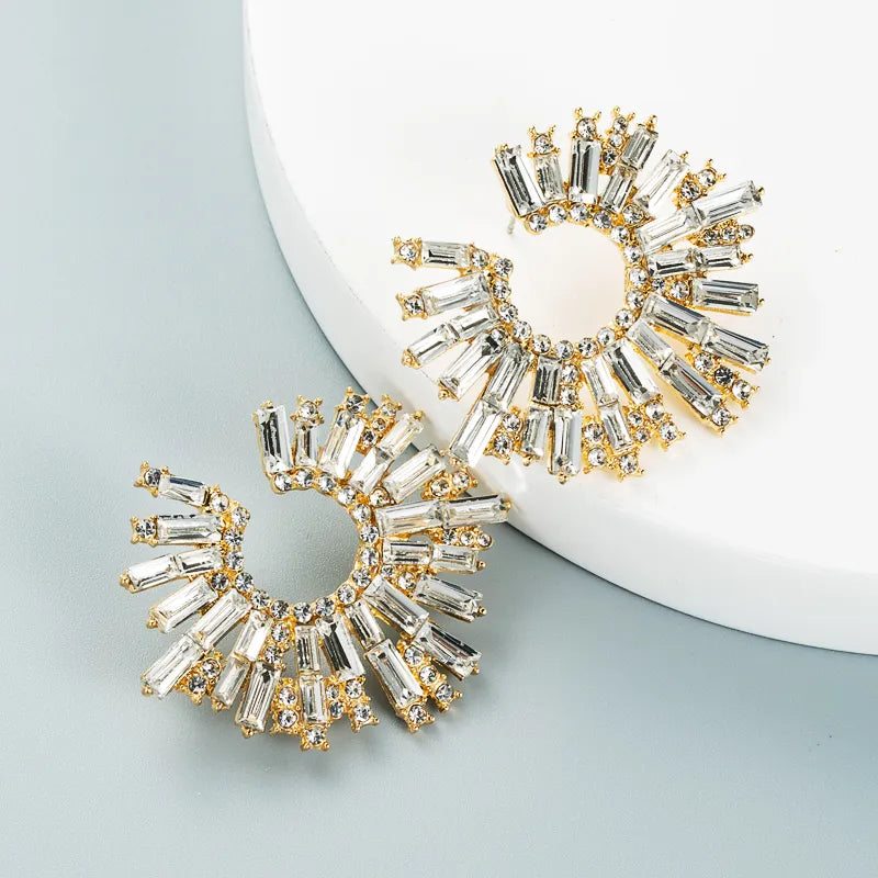 Rhinestone Sunflower Earrings