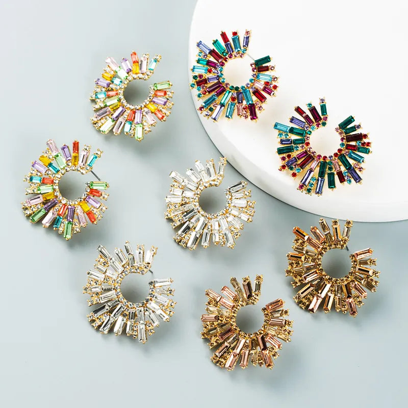 Rhinestone Sunflower Earrings