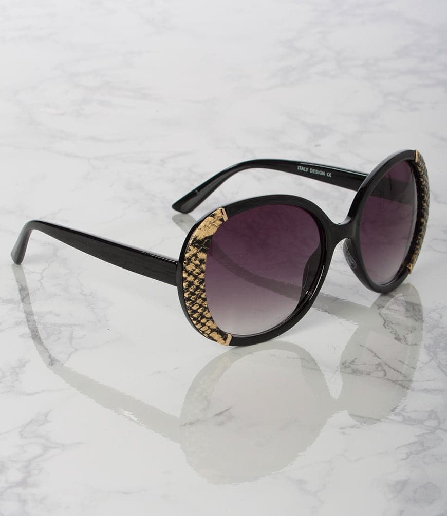 Snakeskin Round Sunglasses