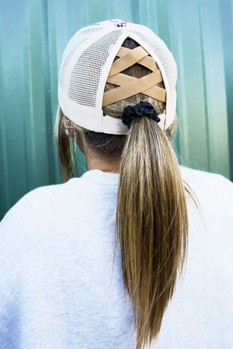 Distressed Medium Wash Denim Baseball Cap