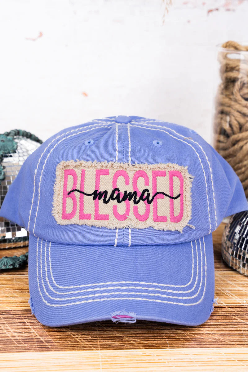 Distressed "Blessed Mama" Cap