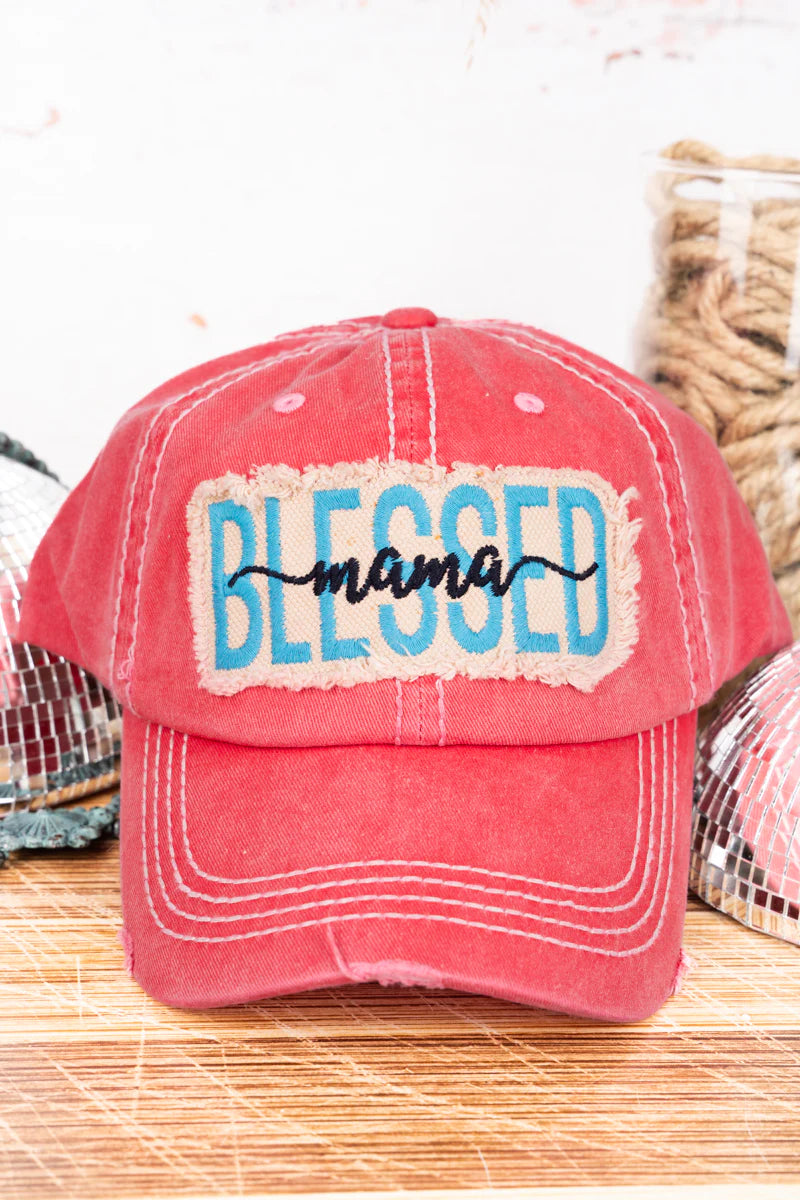 Distressed "Blessed Mama" Cap