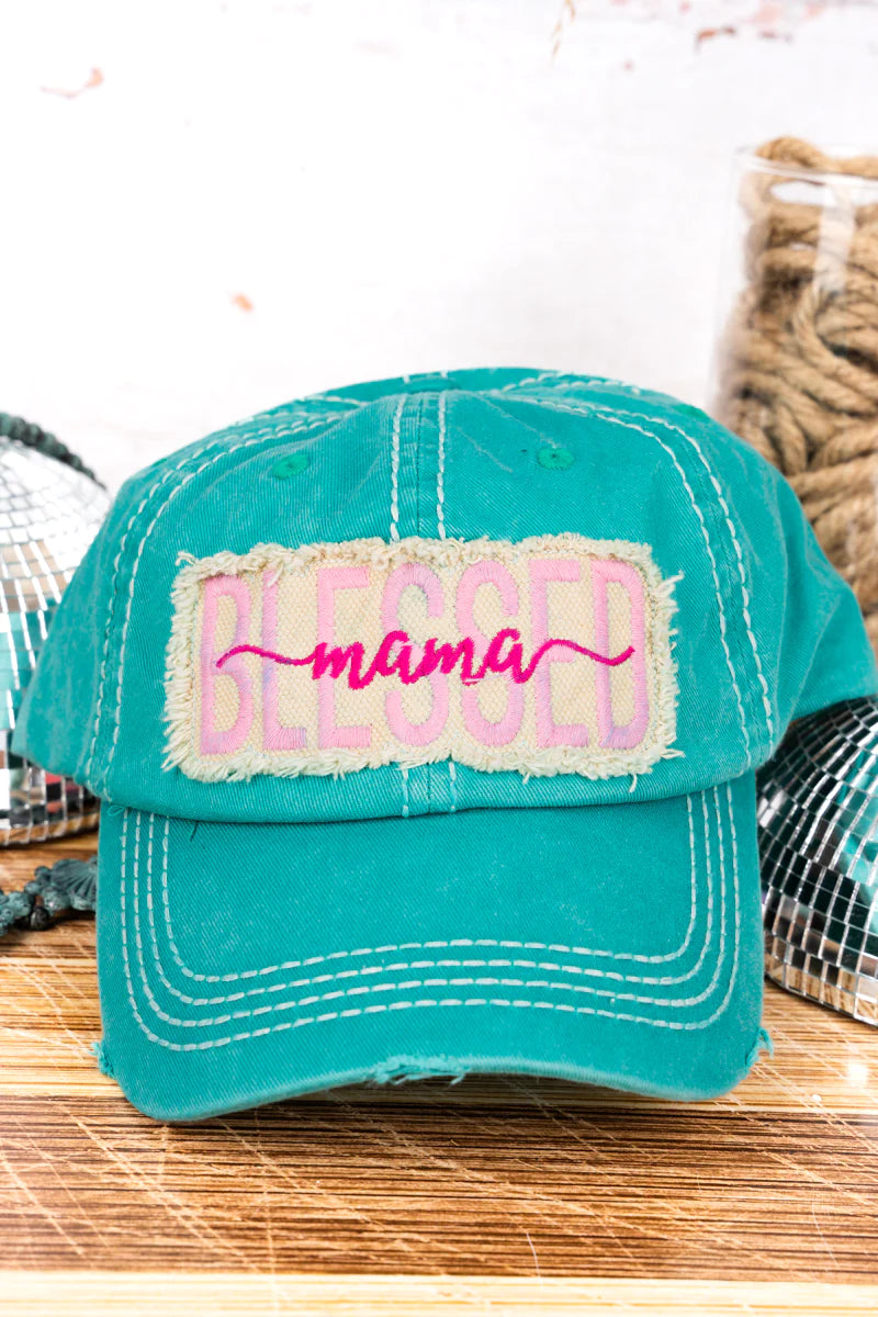 Distressed "Blessed Mama" Cap