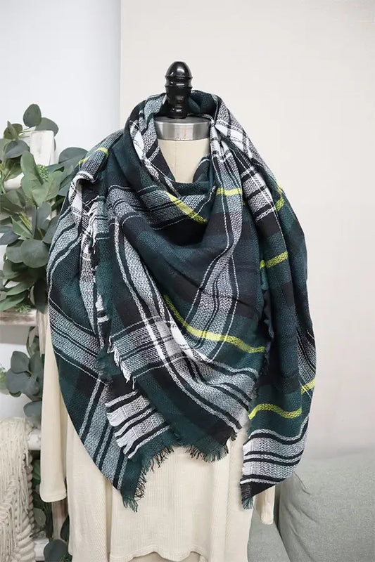 Oversized Plaid Blanket Scarf